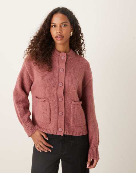 ASOS DESIGN – Dimrosa, boxig, oversized kofta med fickdetalj - view 1