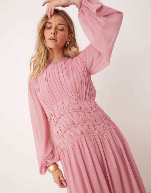 ASOS DESIGN – Dimrosa maxiklänning med makramédetalj i midjan, 4 av 4