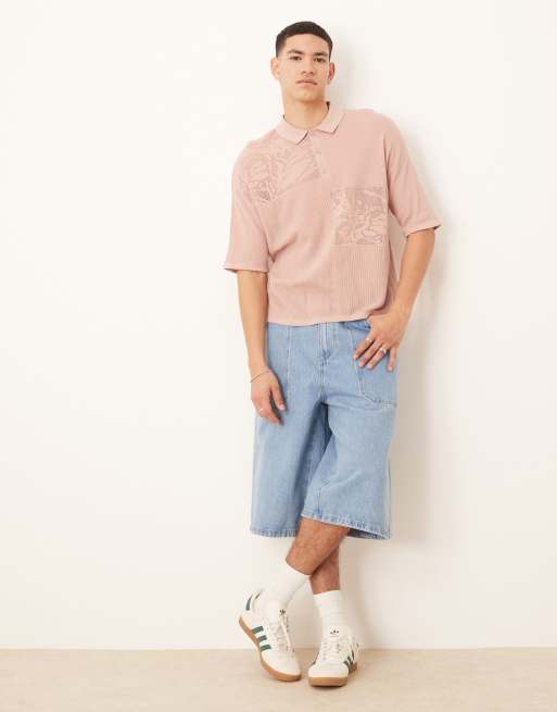 ASOS DESIGN – Dimrosa, stickad, avslappnad pikétröja med blommigt lappmönster, 2 av 4