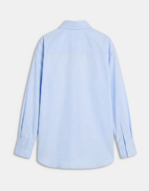 ASOS DESIGN dipped hem oversized shirt in blue, 6 of 7