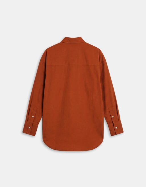ASOS DESIGN dipped hem oversized shirt in caramel, 7 of 9