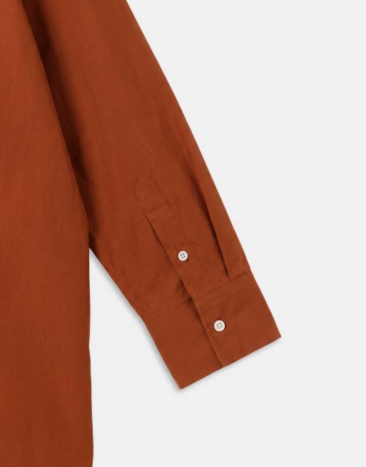 ASOS DESIGN dipped hem oversized shirt in caramel, 9 of 9
