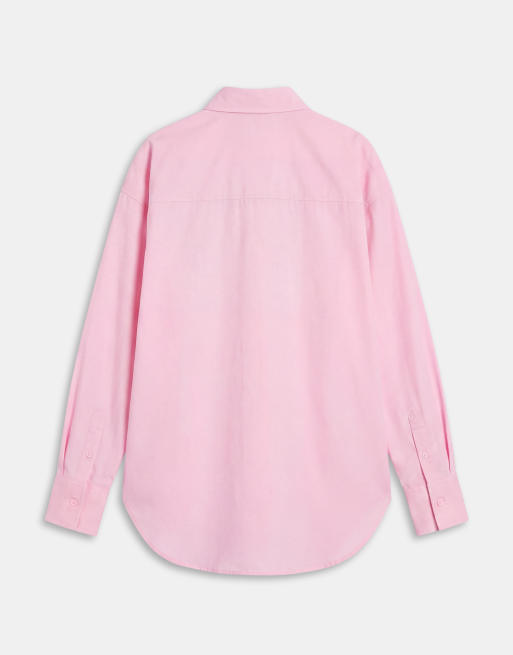 ASOS DESIGN dipped hem oversized shirt in pink, 7 of 9