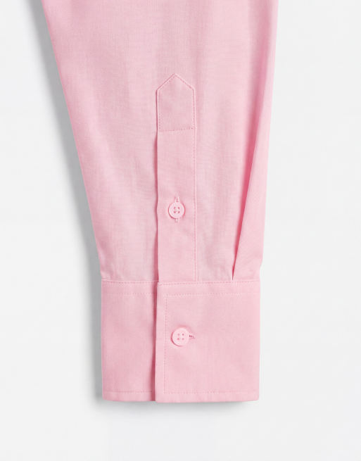 ASOS DESIGN dipped hem oversized shirt in pink, 9 of 9