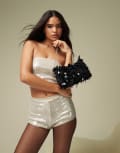 [ASOS DESIGN] ASOS DESIGN disc embellished grab bag in black-Silver No Size BLACK
