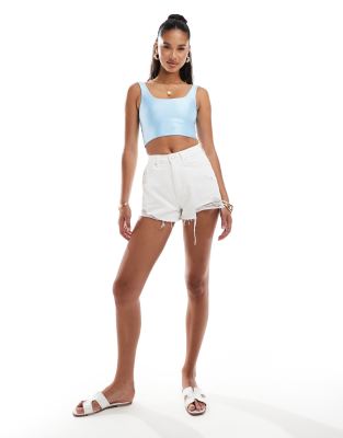 Asos Design Disco Cropped Tank Top In Blue