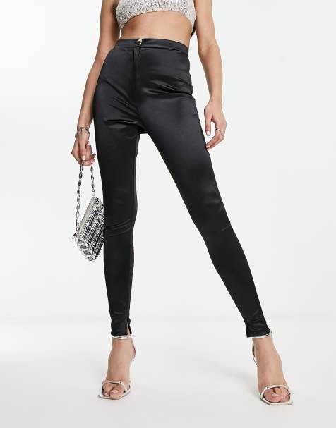 ASOS DESIGN disco high rise leggings in black - view 1