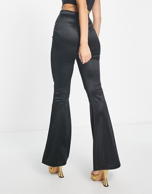 ASOS DESIGN kick flare trouser in animal jacquard with wrap tie waist in  terracotta