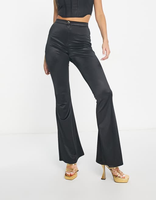 ASOS DESIGN ponte flare pants in black