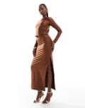[ASOS DESIGN] ASOS DESIGN disco midi skirt in chocolate (part of a set)-Brown 18 Chocolate
