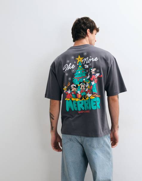 ASOS DESIGN Disney avslappnad t-shirt med Mickey and friends-tryck i Asphalt - view 1