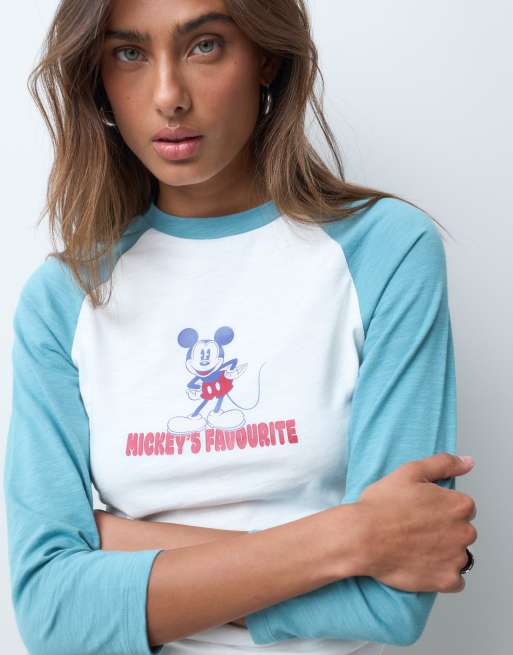 ASOS DESIGN Disney baby long sleeve t-shirt with raglan sleeve and Mickey Mouse print, 2 of 5