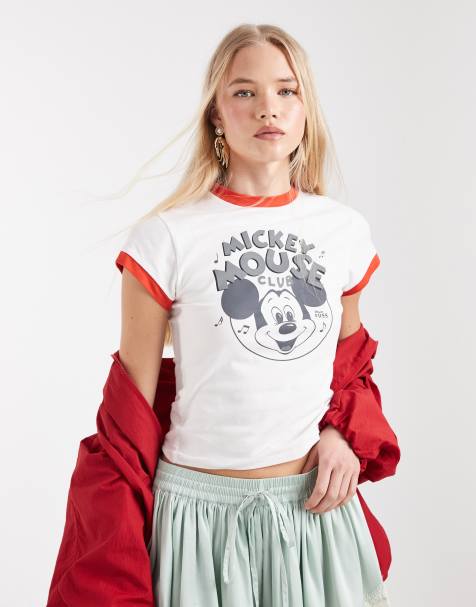 ASOS DESIGN - Disney - Baby-T-shirt med kontrastkanter og Mickey Mouse-print - view 1