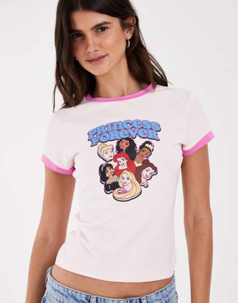 ASOS DESIGN Disney Baby-T-Shirt mit Prinzessinnen-Print in Babyrosa - view 1