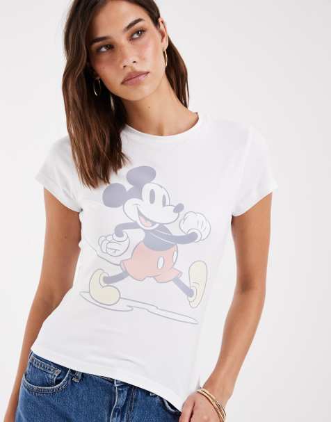 ASOS DESIGN Disney baby tee con stampa sbiadita di Mickey Mouse bianca - view 1