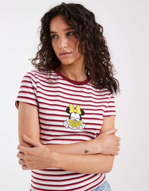 ASOS DESIGN Disney baby tee med Minnie-citrusprint i pink stribe, 3 af 4