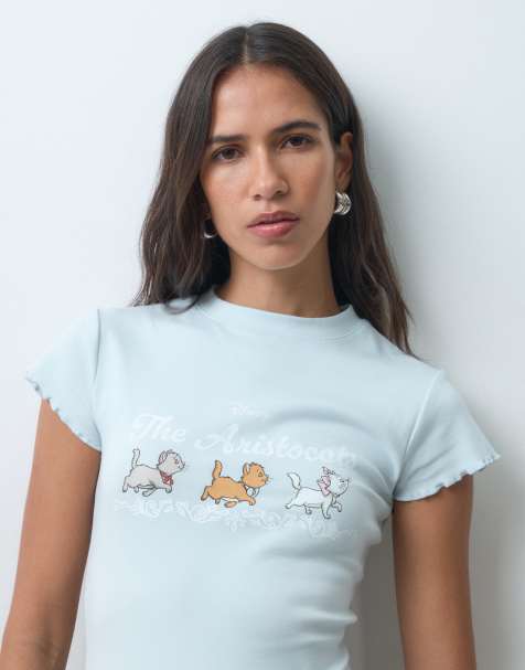 ASOS DESIGN Disney baby tee with Aristocats in baby blue - view 1