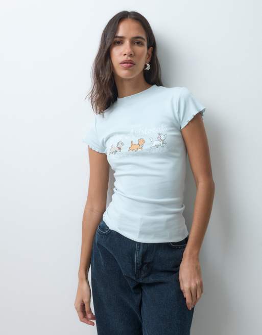 ASOS DESIGN Disney baby tee with Aristocats in baby blue, 3 of 4