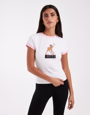 Asos Design Disney Baby Tee With Disney Classic Print In White
