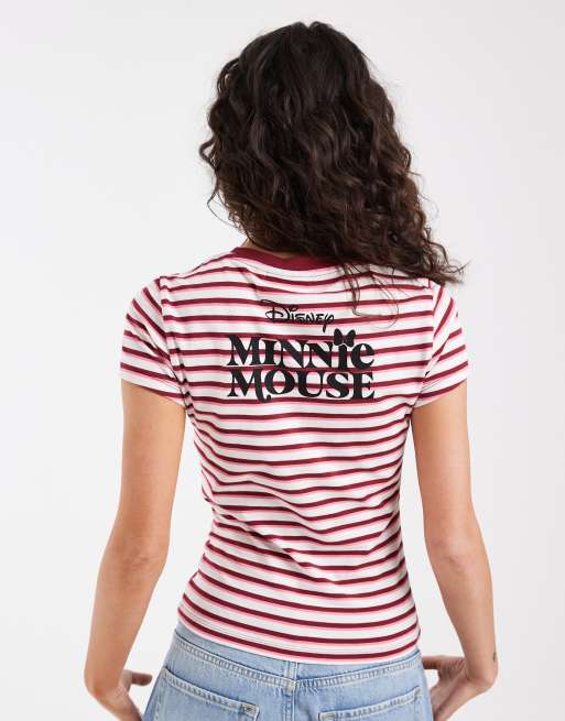 ASOS DESIGN Disney baby tee with Minnie lemon print in pink stripes, 4 of 4