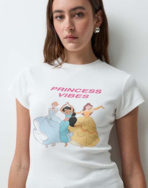 ASOS DESIGN Disney baby tee with Princess slogan print in white, 2 of 5