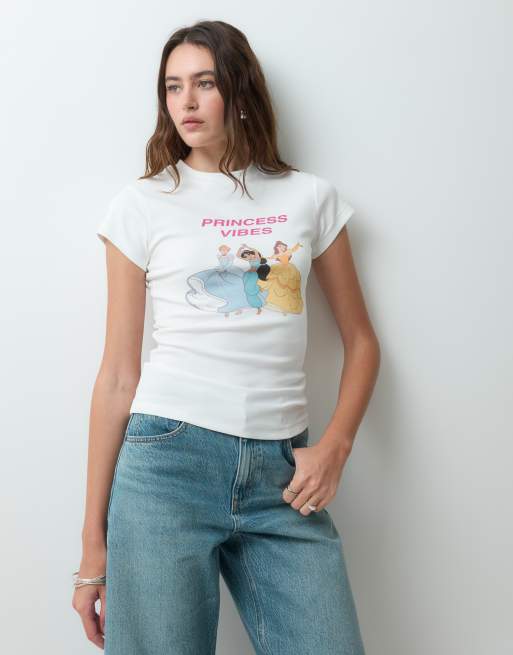 ASOS DESIGN Disney baby tee with Princess slogan print in white, 5 of 5