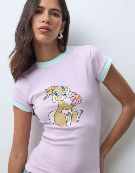 ASOS DESIGN Disney baby tee with Thumper print in baby pink - view 1