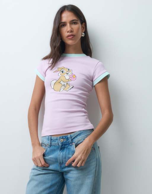 ASOS DESIGN Disney baby tee with Thumper print in baby pink, 3 of 4