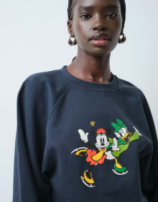 ASOS DESIGN Disney balloon sleeve sweatshirt with Minnie and Daisy print in navy, 5 of 5
