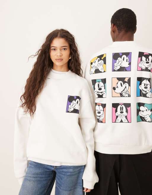 ASOS DESIGN – Disney – Biała bluza oversize unisex z nadrukiem Myszki Miki