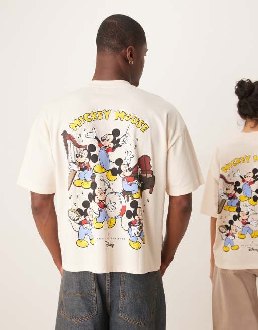 ASOS DESIGN – Disney – Biały T-shirt unisex o pudełkowym fasonie oversize z nadrukiem z Myszką Miki