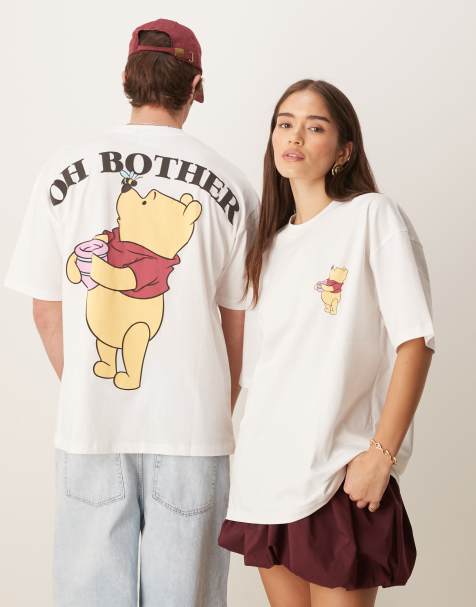 ASOS DESIGN Disney unisex oversized t-shirt with Winnie The Pooh prints in white