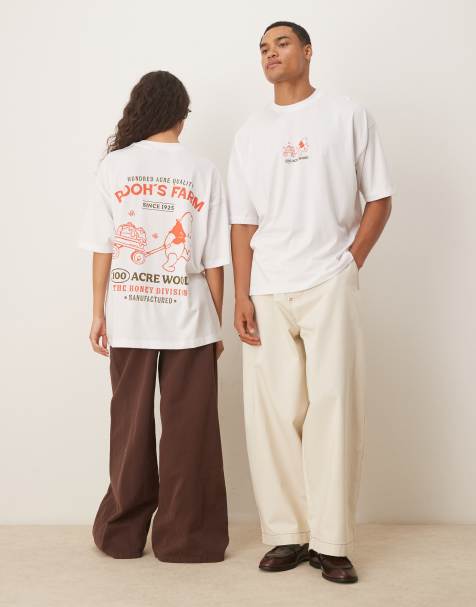 ASOS DESIGN Disney unisex oversized t-shirt with Winnie The Pooh prints in white