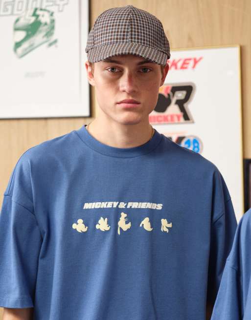ASOS DESIGN – Disney – Blå t-shirt i racingstil och oversize med Musse Pigg-tryck, 3 av 5