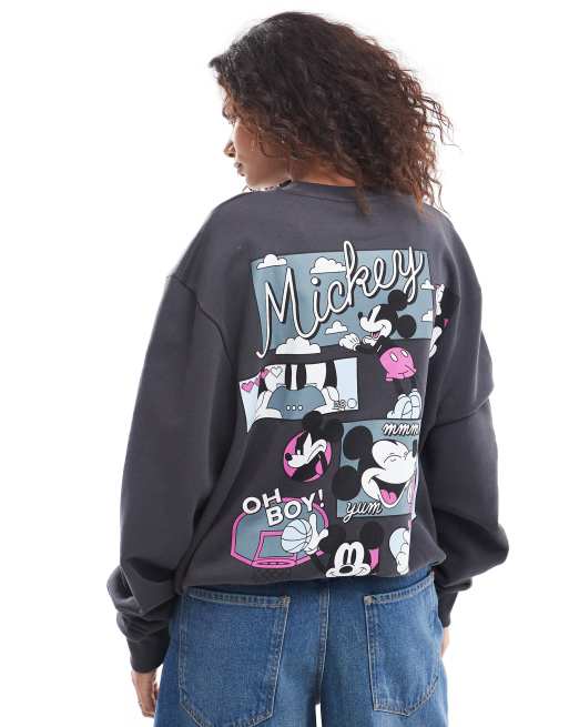 ASOS DESIGN – Disney – Bleksvart sweatshirt i unisex-modell med boxig oversize passform och Musse Pigg-tryck, 4 av 4