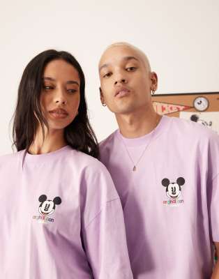 Asos Design Disney Boxy Oversized T-shirt With Mickey Mouse Puff Prints