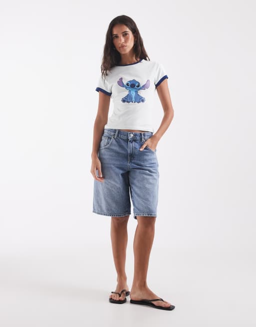 ASOS DESIGN Disney camiseta con diseño encogido con estampado de Stitch en azul, 3 de 4