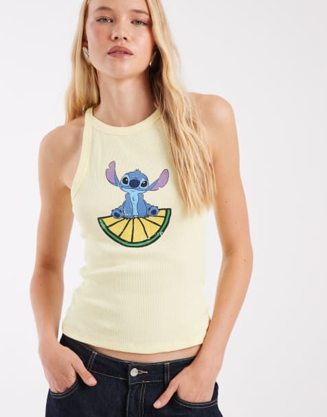 ASOS DESIGN Disney - camiseta sin mangas con estampado de Stitch y limón en amarillo - view 1