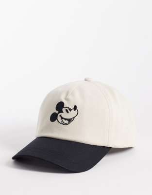 ASOS DESIGN - Disney - Casquette vintage à motif Mickey - Noir et beige-Blanc