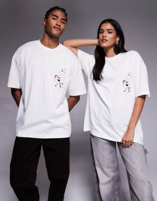 Asos Design Disney Christmas Oversized T-shirt With Frozen Prints In Multi