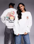 [ASOS DESIGN] ASOS DESIGN Disney Christmas Relaxed sweatshirt with Winnie The Pooh prints in off-white S Coconut milk
