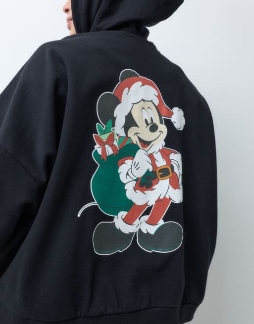 ASOS DESIGN Disney curve hoodie with Santa Mickey print in black, 2 of 5
