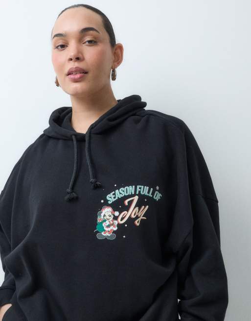 ASOS DESIGN Disney curve hoodie with Santa Mickey print in black, 3 of 5