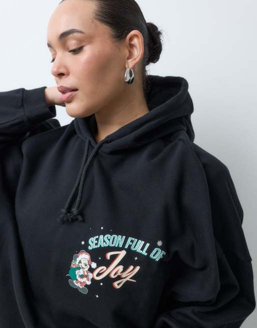 ASOS DESIGN Disney curve hoodie with Santa Mickey print in black, 4 of 5