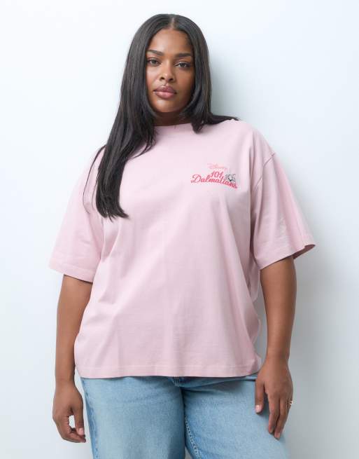 ASOS DESIGN Disney curve oversized t-shirt with 101 Dalmatian print in pink, 2 of 4