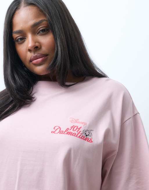 ASOS DESIGN Disney curve oversized t-shirt with 101 Dalmatian print in pink, 3 of 4