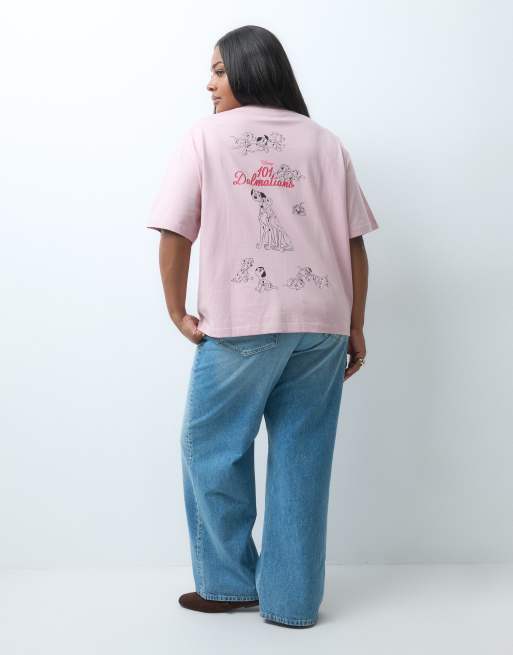 ASOS DESIGN Disney curve oversized t-shirt with 101 Dalmatian print in pink, 4 of 4