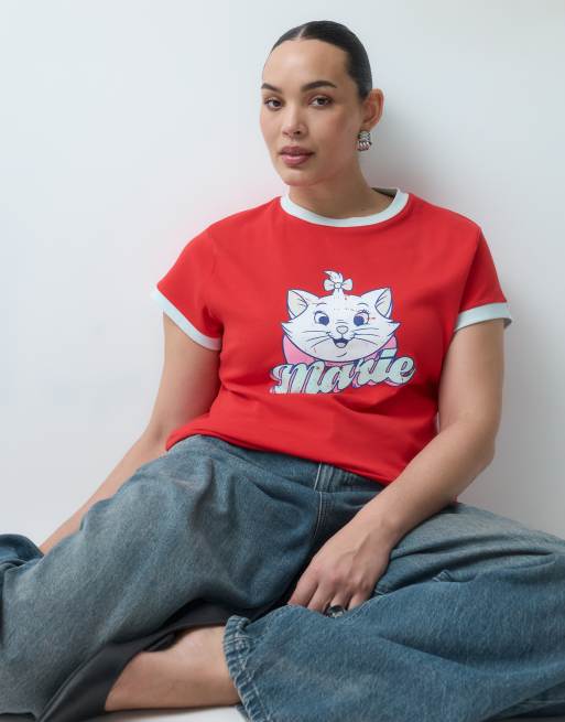 ASOS DESIGN Disney curve ringer baby tee with Marie in red, 2 of 5