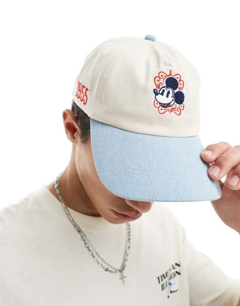ASOS DESIGN – Disney – Czapka z daszkiem w kolorze ecru i niebieskim z motywem Myszki Miki - view 1