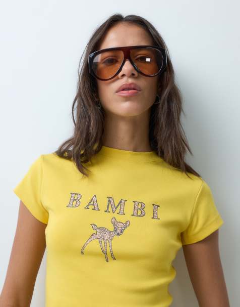 ASOS DESIGN Disney dopasowany T-shirt z klasycznym nadrukiem Disney w kolorze żółtym - view 1